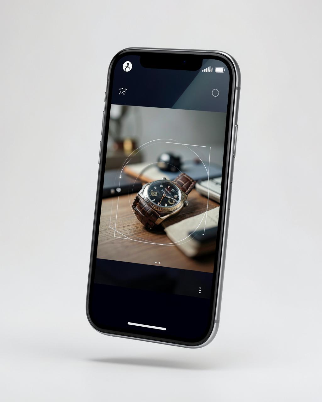 Concept visual: a phone camera scanning a vintage watch with Live Vision